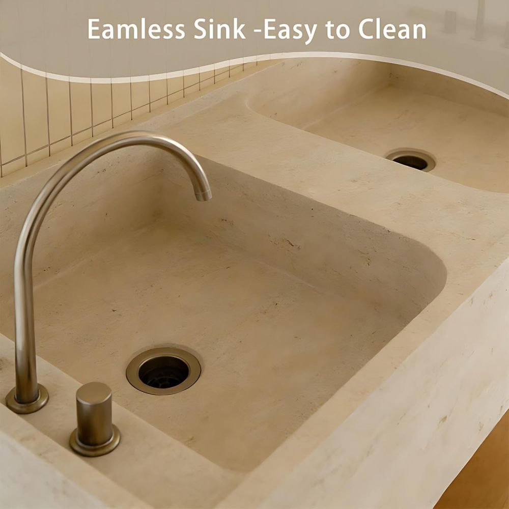 60IN Double Sink Bathroom Vanity - Simple Bathroom Vanity with Smart Defogging Mirror, One-Touch Defog & Lighting, Sink Cabinet with Open Shelving, Complete Accessories, Off-White