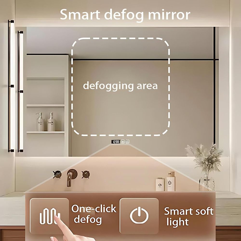 72IN Bathroom Vanity with Sink - Wall-Mounted Bathroom with Anti-Fog Mirror, Seamless Basin, 2 Storage Drawers, Waterproof Coating, Complete Accessories, Fully Assembled, Grey