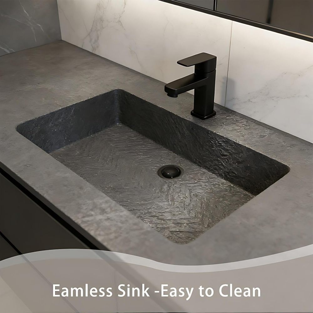 60IN Bathroom Vanity with Sink - Luxury Bathroom Vanity with Anti-Fog Mirror Cabinet, One-Touch Defog & Lighting, Sink Cabinet with Drawers & Doors, No Assembly Required, Black