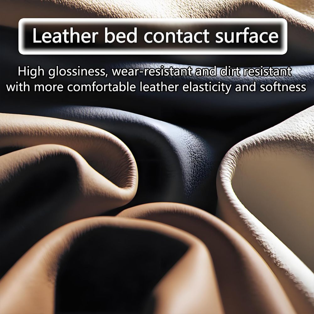 King Size Bed Frame with Mattress Set - Modern Leather Upholstered Platform Round Bed, Ergonomic Head & Lumbar Support, Solid Wood Frame, Whisper-Quiet Slats, No Box Spring Needed