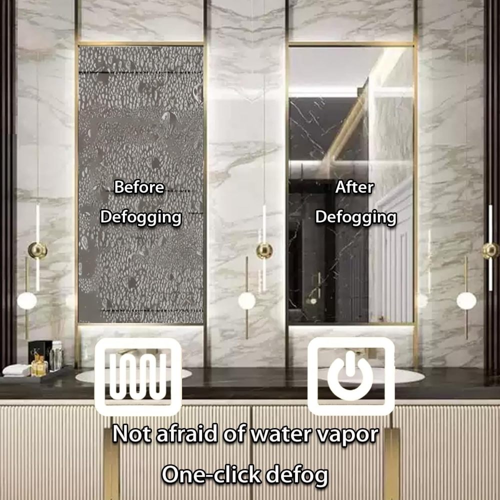 56IN Bathroom Vanity with Sink - Double Sink Vanity with Smart Defrosting Mirror, Solid Wood Bathroom Vanity Cabinet, Water Proof, Custom Complete Accessories, Double Sink