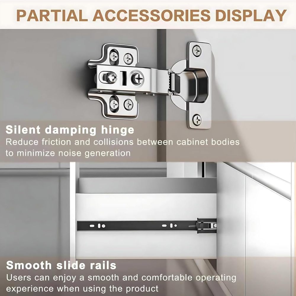 62IN Modern Bathroom Vanity with Sink - Modern Double Floating Sink Design, Bathroom Vanity Cabinet with Large Storage Space & Chair, Solid Wood - Complete Accessories, White Mirror Cabinet