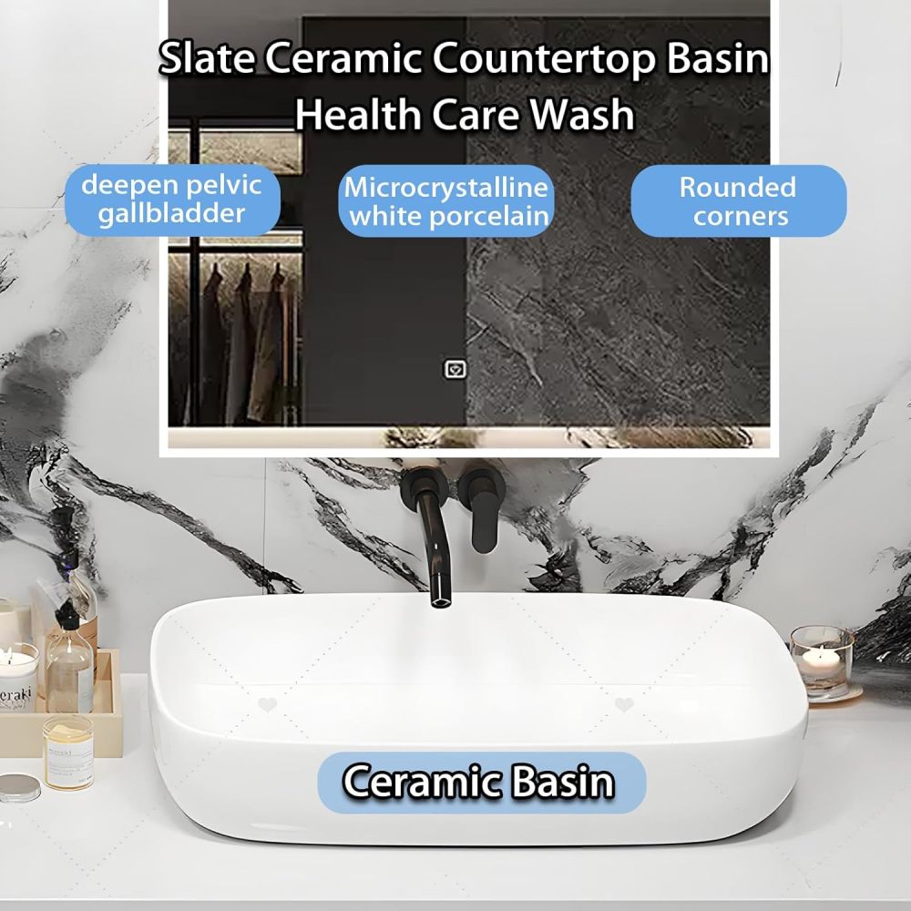 58IN Bathroom Vanity with Sink - Single|Double Sink Vanity with Smart Defogging Mirror, Bathroom Sink Cabinet, Multilayer Solid Wood, Custom Sizes - Complete Accessories, Mirror Cabinet