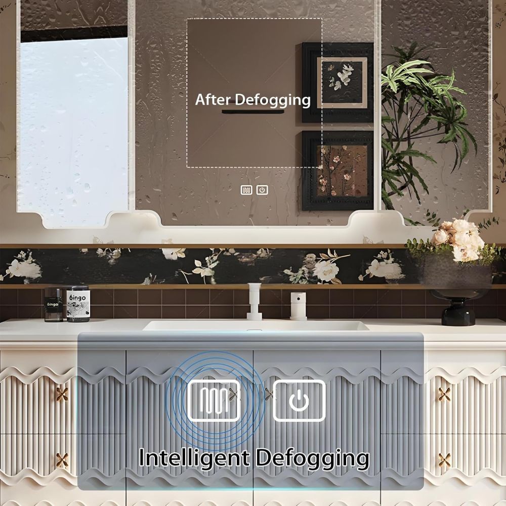 74IN Bathroom Vanity with Sink - Solid Wood Hanging Bathroom Vanity, Defog Mirror, 4 Storage Drawers, Customizable Size, No Assembly Required Style B