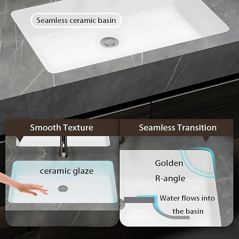 58IN Bathroom Vanity with Sink - Modern Bathroom Vanity Cabinet with Smart Defrost Mirror, Integrated Sintered Stone Countertop, Customizable Sizes - Complete Accessories, Style B