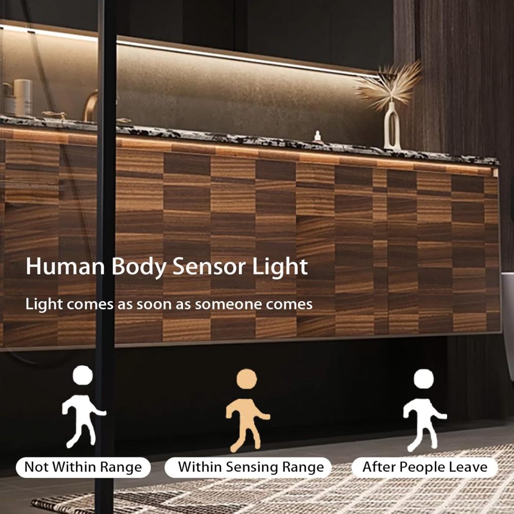 90IN Bathroom Vanity with Sink - Hanging Solid Wood Bathroom Vanity, Smart Defrosting Mirror, Induction Light, Storage Drawer, Customizable Size Brown