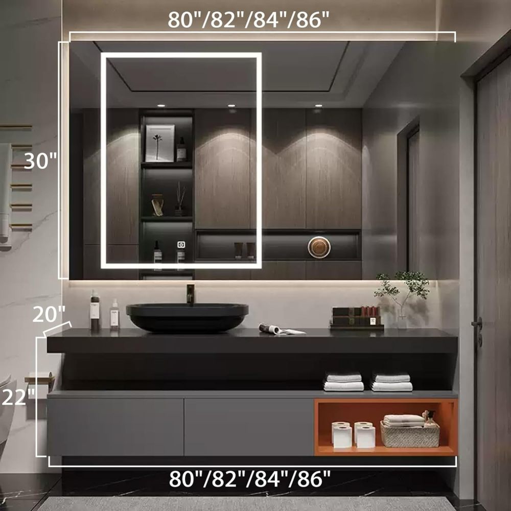 Bathroom Vanity with Sink - Modern Floating Vanity with Smart Defogging Mirror, Solid Wood Bathroom Sink Cabinet, Large Storage Space, Custom Sizes - Complete Accessories