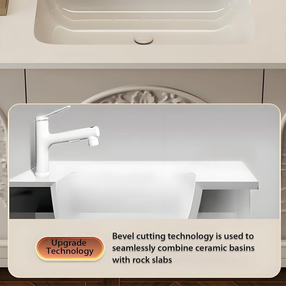 74IN Bathroom Vanity with Sink - Bathroom Vanity Cabinet with Smart Defogging Mirror&Storage, Single Floating Sink, Multilayer Solid Wood, Custom Sizes - Complete Accessories, White