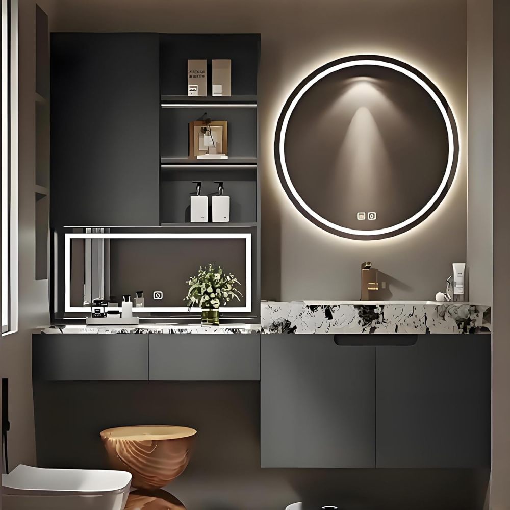 88IN Bathroom Vanity with Sink - Modern Stylish Floating Vanity with Intelligent Defogging, Bathroom Sink Cabinet, Storage Space, Customizable Sizes - Complete Accessories, Gray