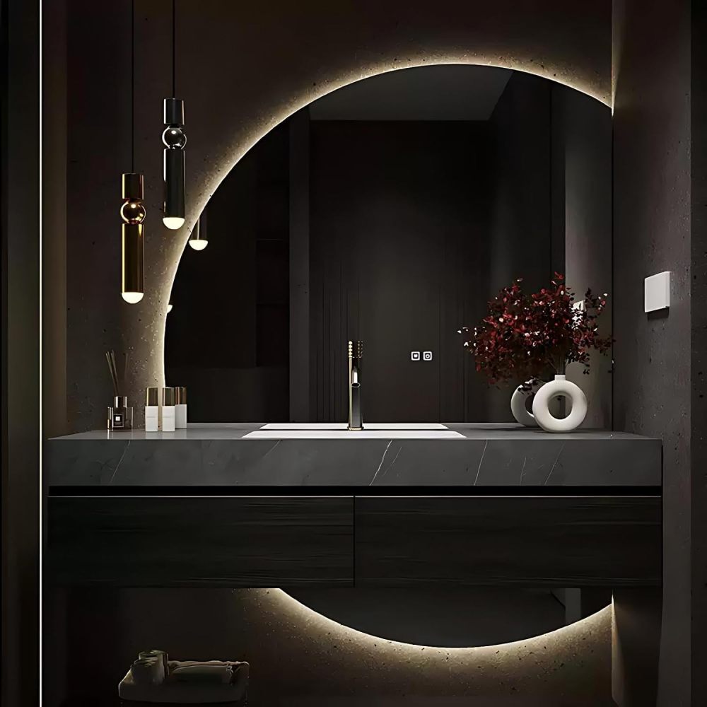 58IN Bathroom Vanity with Sink - Modern Bathroom Vanity Cabinet with Smart Defrost Mirror, Integrated Sintered Stone Countertop, Customizable Sizes - Complete Accessories, Style B