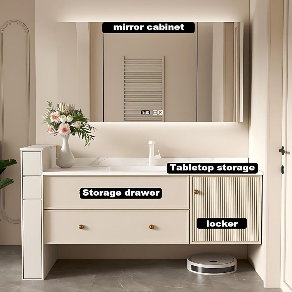 98IN Luxury Bathroom Vanity with Sink - Modern Bathroom Vanity Cabinet, Intelligent Defogging, Large Storage Space, Silent Hinge, Waterproof & Moisture-Proof, Customizable Size, Style A