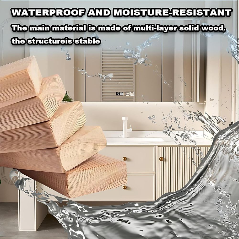 98IN Luxury Bathroom Vanity with Sink - Modern Bathroom Vanity Cabinet, Intelligent Defogging, Large Storage Space, Silent Hinge, Waterproof & Moisture-Proof, Customizable Size, Style A