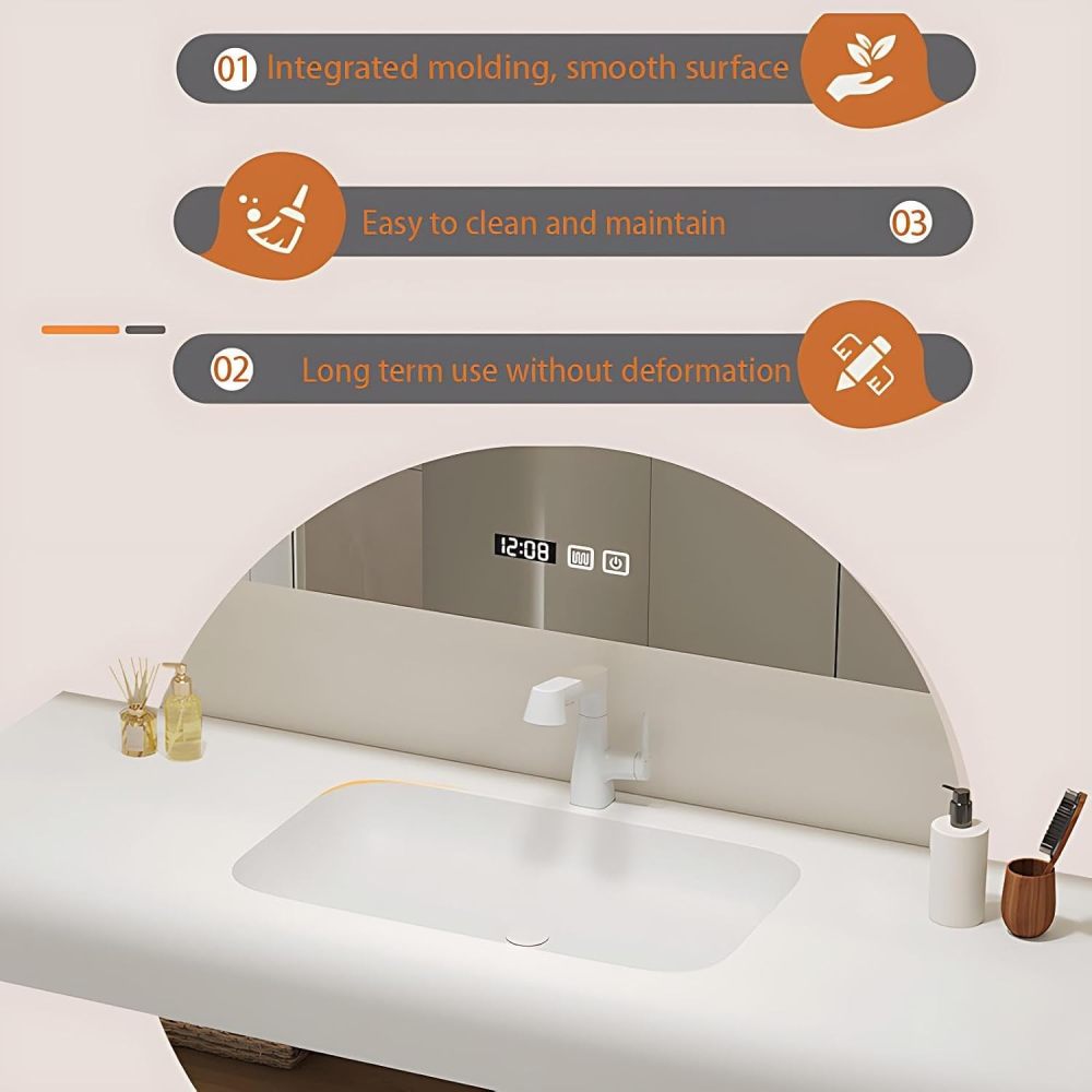 88IN Bathroom Vanity with Sink - Single Bathroom Vanity Cabinet with Smart Defog Mirror, Floating Sink Design, Multi-Layer Solid Wood, Customizable Sizes - Complete Accessories, Mirror Cabinet