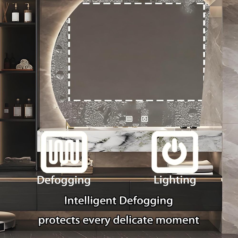 88IN Bathroom Vanity with Sink - Modern Bathroom Sink Cabinet with Smart Anti-Fog Mirror, Floating Vanity, Large Storage Space, Custom Sizes Optional - Complete Accessories Grey