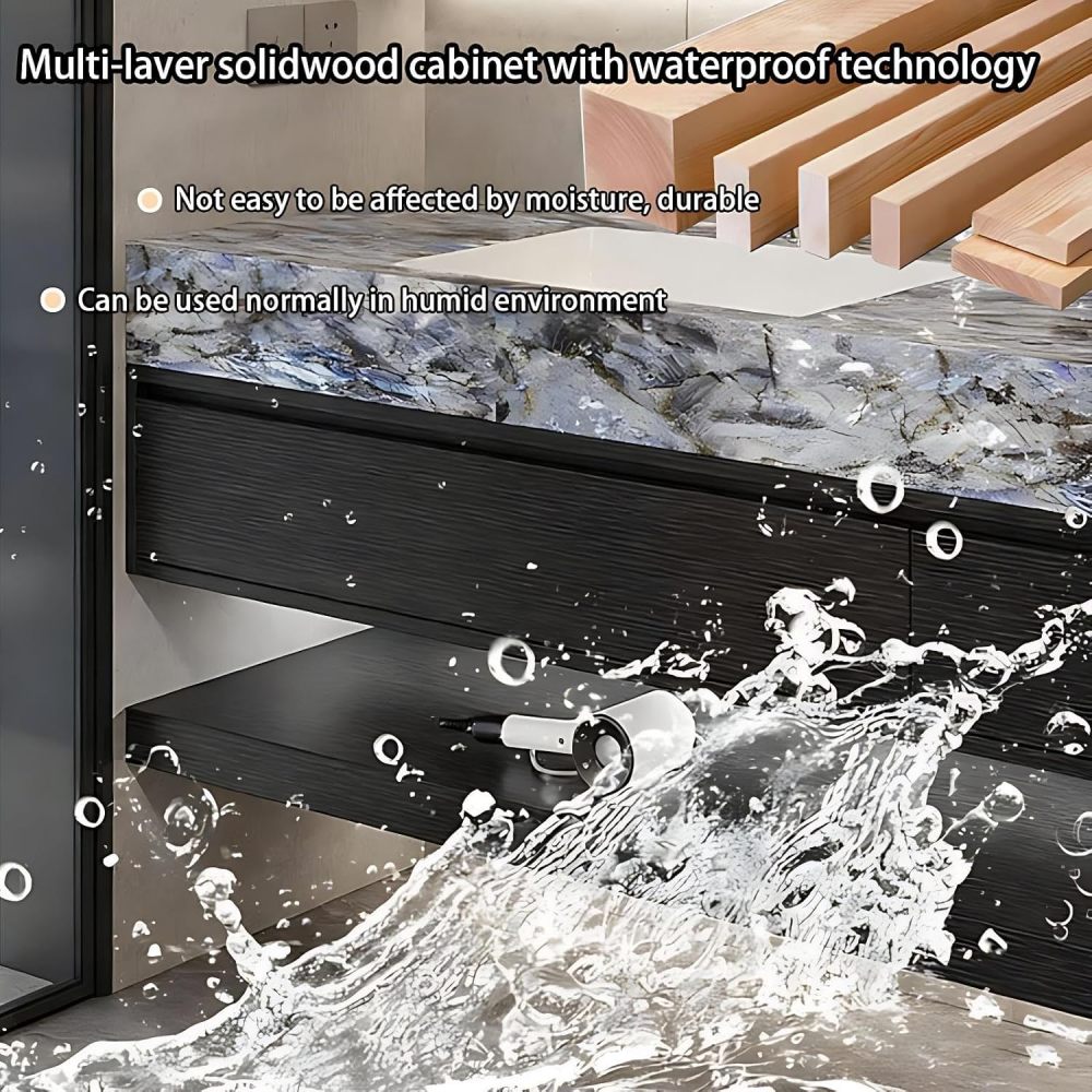 94IN Bathroom Vanity with Sink - Modern Double Sink Bathroom Vanity Cabinet, with Smart Defog Mirror, Large Storage Space, Custom Sizes - Complete Accessories White