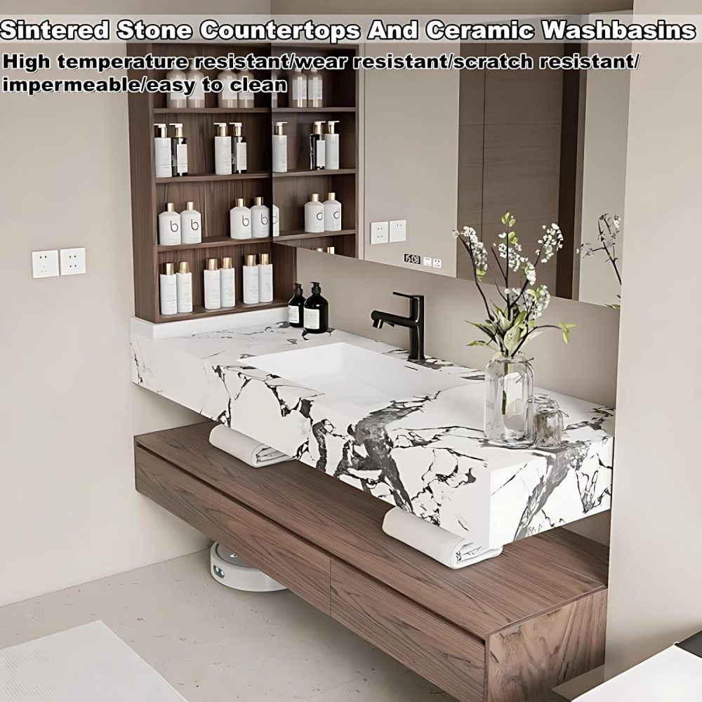 54IN Bathroom Vanity with Sink - Solid Wood Bathroom Vanity Cabinet with Smart Defog Mirror, Single Floating Sink Design, Waterproof, Customizable Size - Complete Accessories,