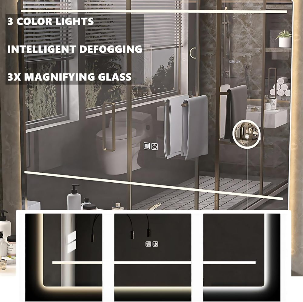 Bathroom Vanity with Sink - Modern Floating Vanity Set, Including LED Smart Defog Mirror, Stylish Vanity with Sink, Comes with Faucet and Drain Pipe Set (32")