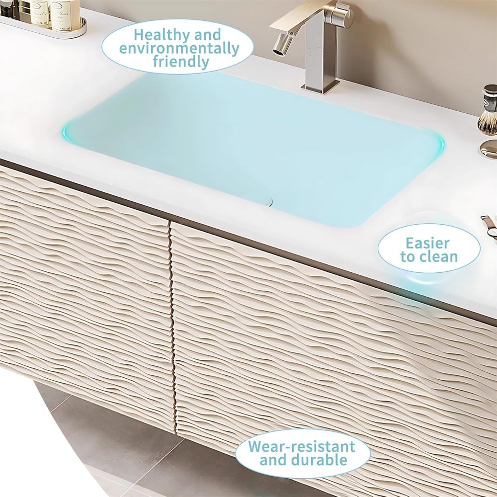 Bathroom Vanity with Sink - Floating Bathroom Vanity & Smart Defog Mirror Cabinet Set, Stylish Engraved Design (44")