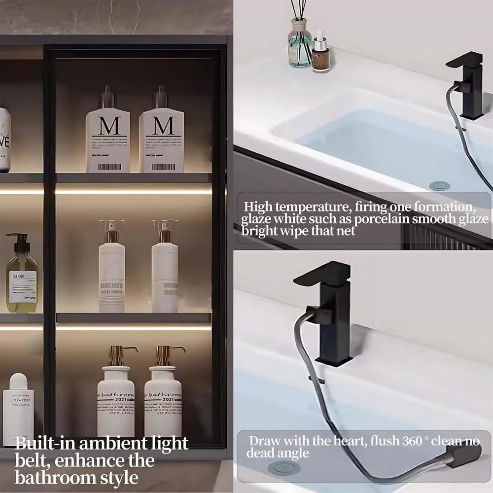 Bathroom Vanity - Contemporary Freestanding Bathroom Vanity with Integrated Sink and Smart Defogging Mirror, Crafted from Solid Wood, Ideal for Your Bathroom Upgrade (36")