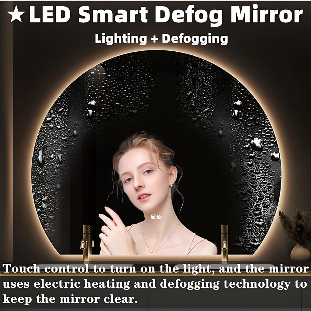 Bathroom Vanity with Sink - Double Sink Bathroom Vanity Cabinet Set, Modern Floating Vanity & LED Demister Mirror, Wall Mounted, with Faucet Accessories (80",Off White)