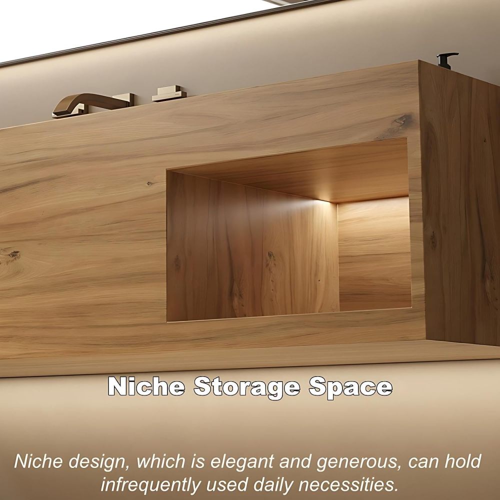 80" Bathroom Vanity with Sink - Modern Single Sink Bathroom Vanity Cabinet with Intelligent LED Anti-Fog Mirror, Floating Wall Mounted Design, Faucet and Accessories Included (D)