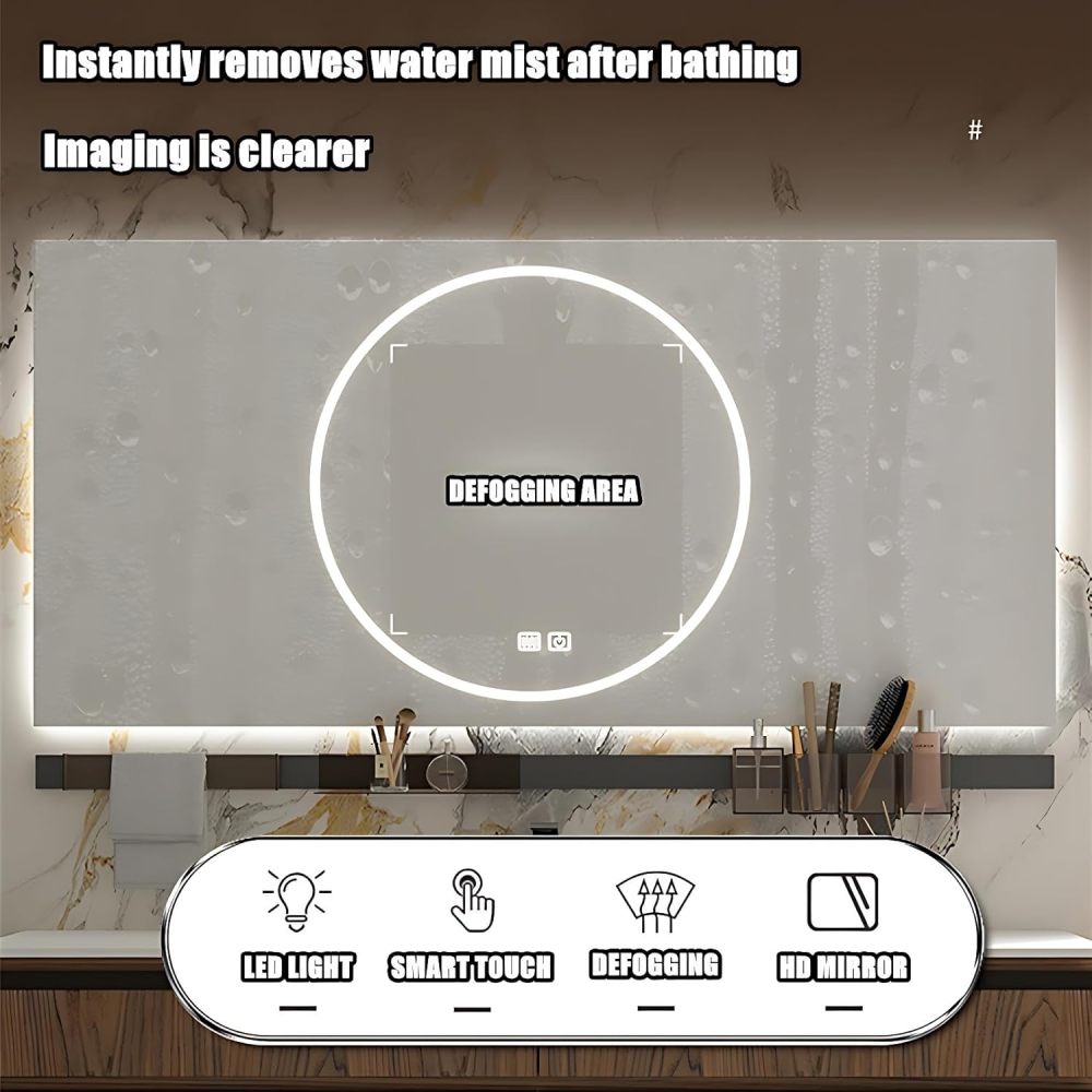 Modern Bathroom Vanity Set - Floating Vanity & LED Smart Defog Vanity Mirror | Elegant Bathroom Sink Cabinet with Faucet and Drain Set, Gift for Her (Light Brown, 40")