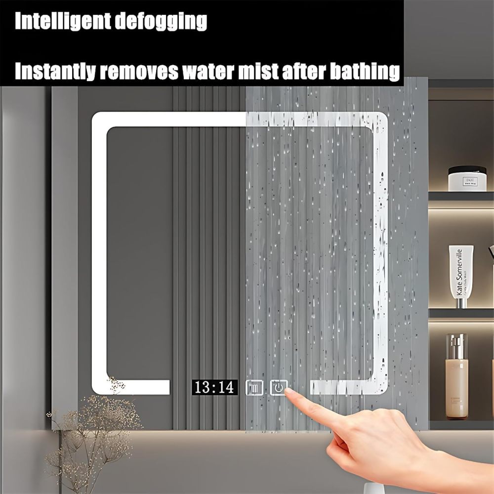 Stylish Bathroom Vanity with Sink - Double Sink Bathroom Vanity Cabinet & LED Anti-Fog Mirror Cabinet, Ample Storage in Premium Floating Vanity (64")