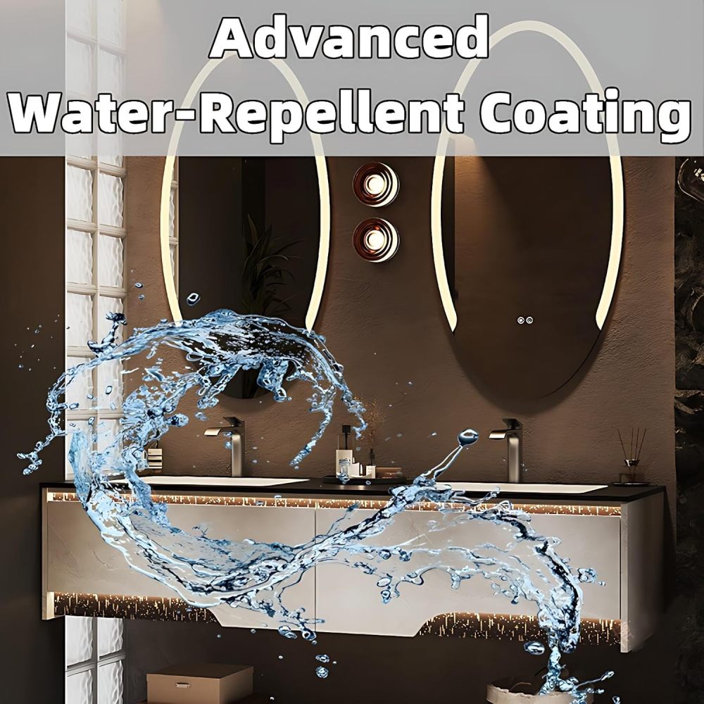 Bathroom Vanity with Sink - Double Sink Bathroom Vanity Cabinet & LED Smart Defog Mirror Set, Floating Vanity with Spacious Storage, Wall-Mounted (White, 96")