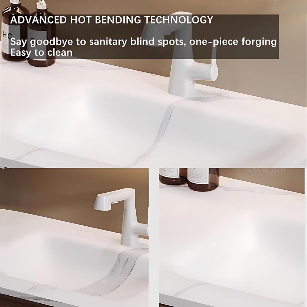 Bathroom Vanity with Sink - Modern Double Sink Vanity with Bathroom Sink Cabinet, Floating Vanity & Smart Mirror Set (64")