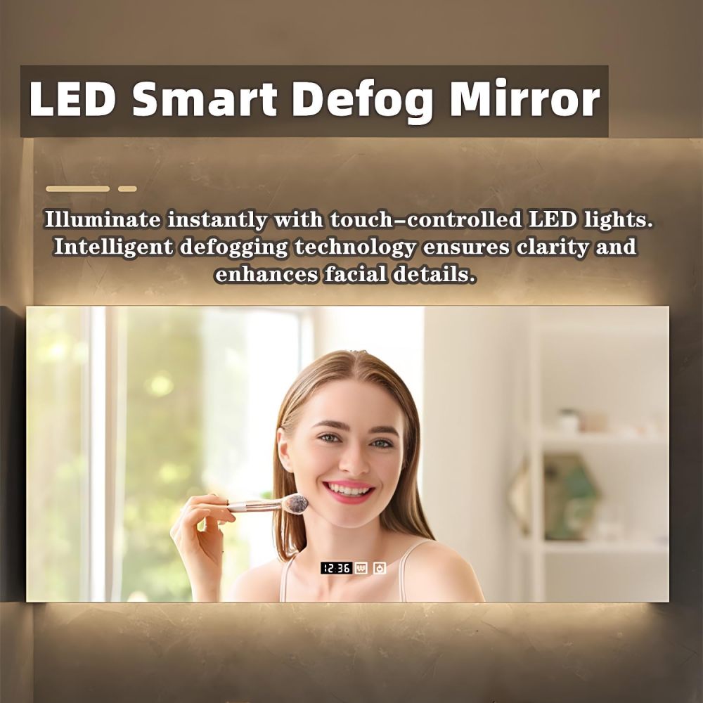 Bathroom Vanity with Sink - Modern Double Sink Bathroom Vanity Cabinet & LED Smart Defogger Mirror Set, Wall Mounted Floating Vanity with Faucet and Drain Pipe (Grey, 88")