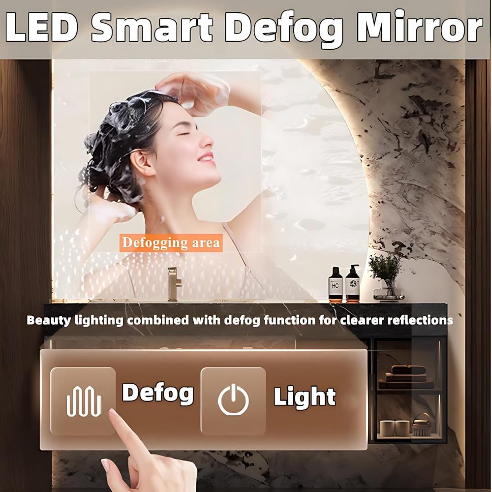 Bathroom Vanity with Sink - Single/Double Sink Bathroom Vanity Cabinet, Modern Floating Vanity with LED Defog Mirror Set (Pandora, 96")