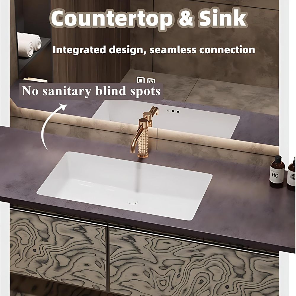 Bathroom Vanity with Sink - Single Sink Floating Bathroom Vanity Cabinet with Smart Defog Mirror Set, Wall Mounted Design (Mirror Cabinet, 60")