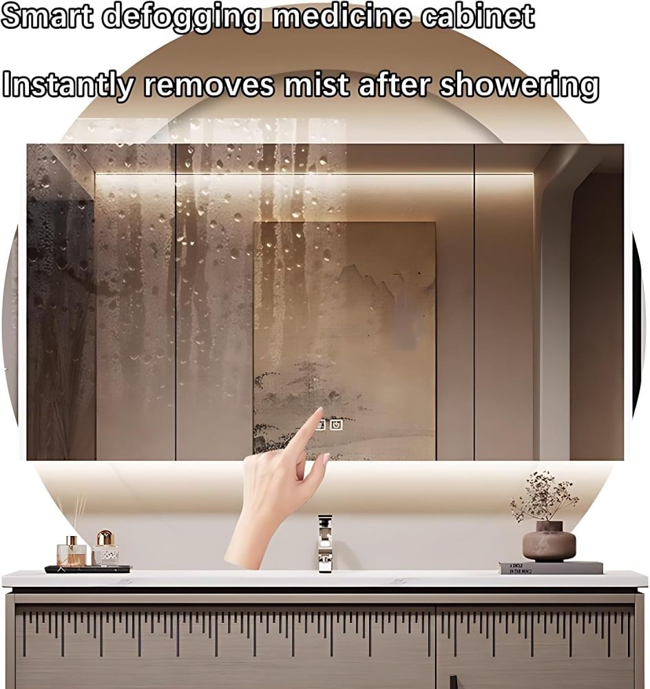 Elegant Bathroom Vanity with Sink - Durable Single Sink Bathroom Vanity & Smart Mirror Cabinet Set, Wall Mounted Floating Vanity (32")