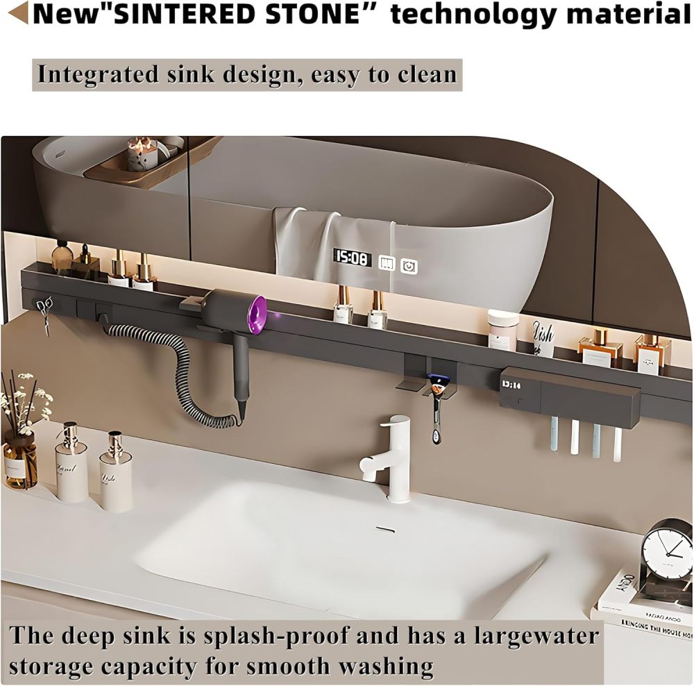 Bathroom Vanity with Sink - Modern Floating Vanity with Ample Storage Space - Intelligent Sensor Lights and LED Mirror Cabinet - Perfect for Your Bathroom (40")