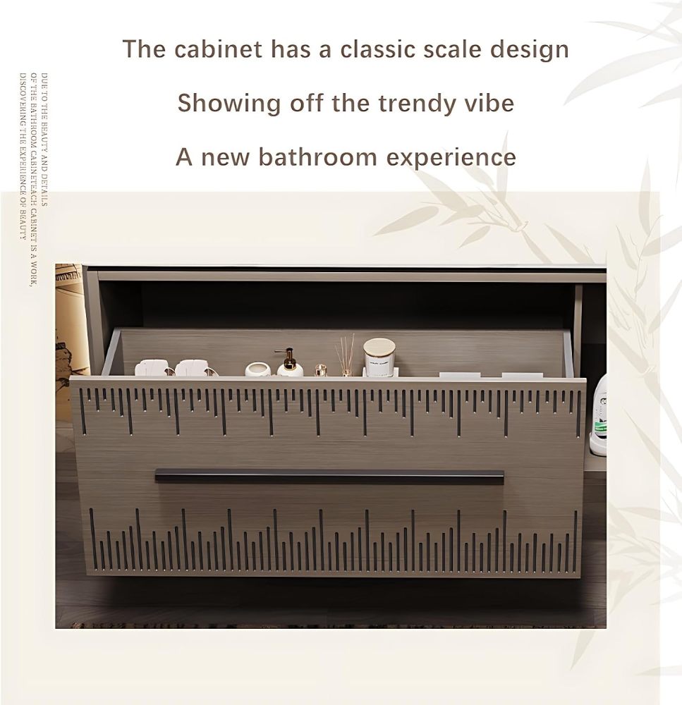 Elegant Bathroom Vanity with Sink - Durable Single Sink Bathroom Vanity & Smart Mirror Cabinet Set, Wall Mounted Floating Vanity (32")