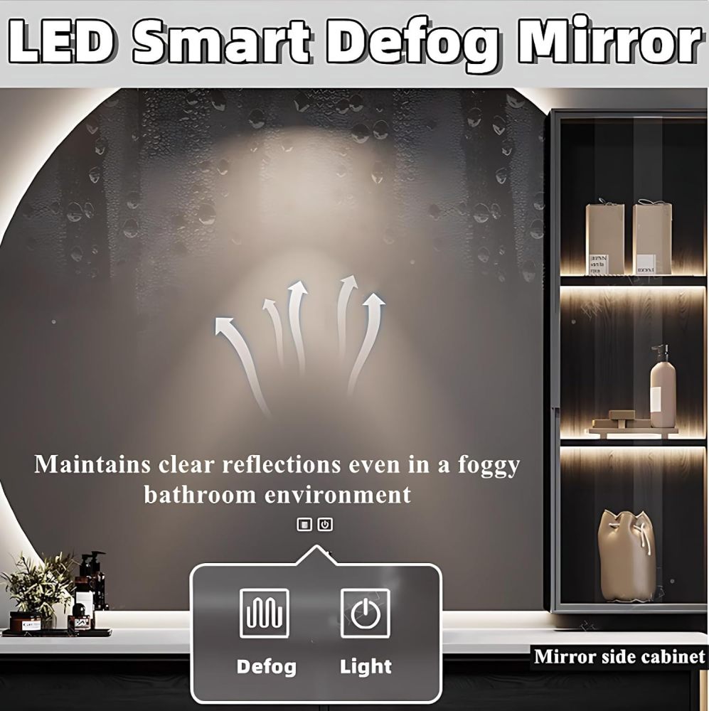 Bathroom Vanity with Sink - Single Sink Bathroom Vanity Cabinet & Smart defog Mirror Set, Floating Vanity Large Storage Drawers (Brown, 76")