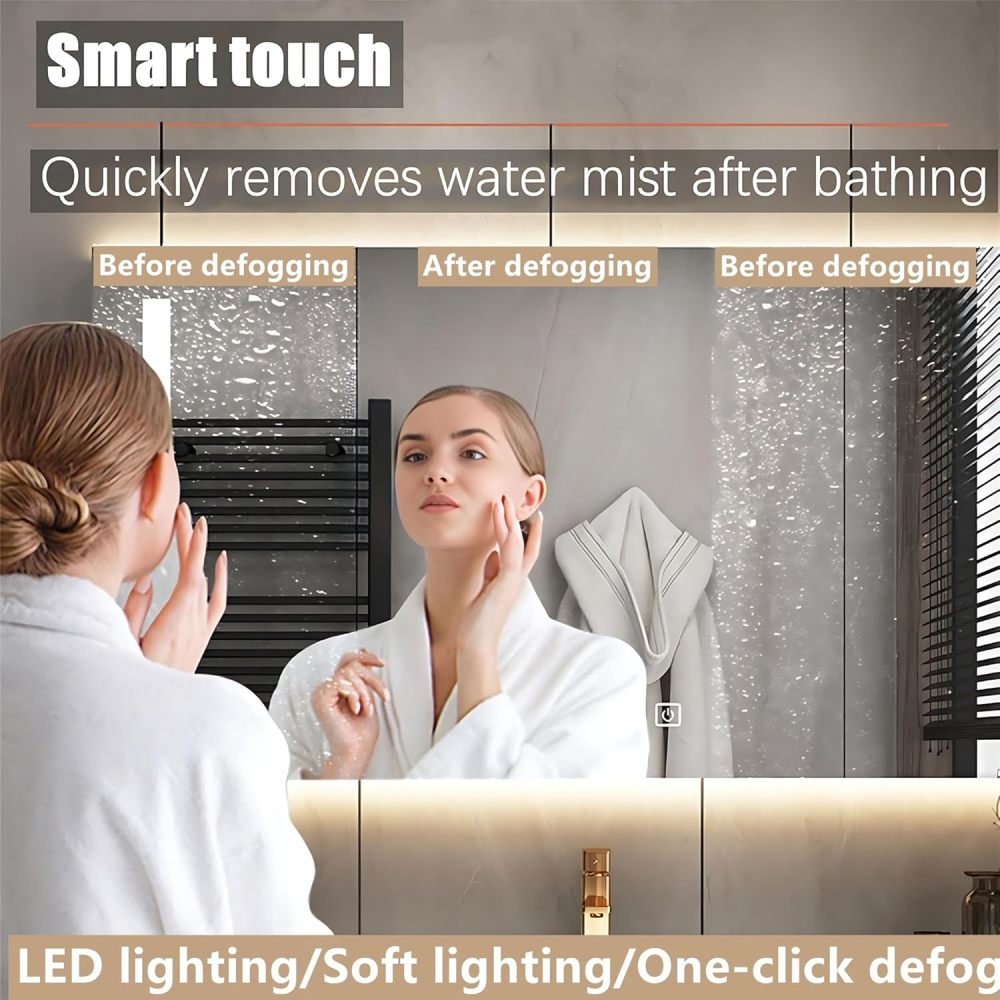 Bathroom Vanity with Sink - Modern Single/Double Sink Bathroom Vanity Cabinet & Smart LED Light Set, Elegant Freestanding Cabinet, Faucet Accessories Included (Double Sink, 88")