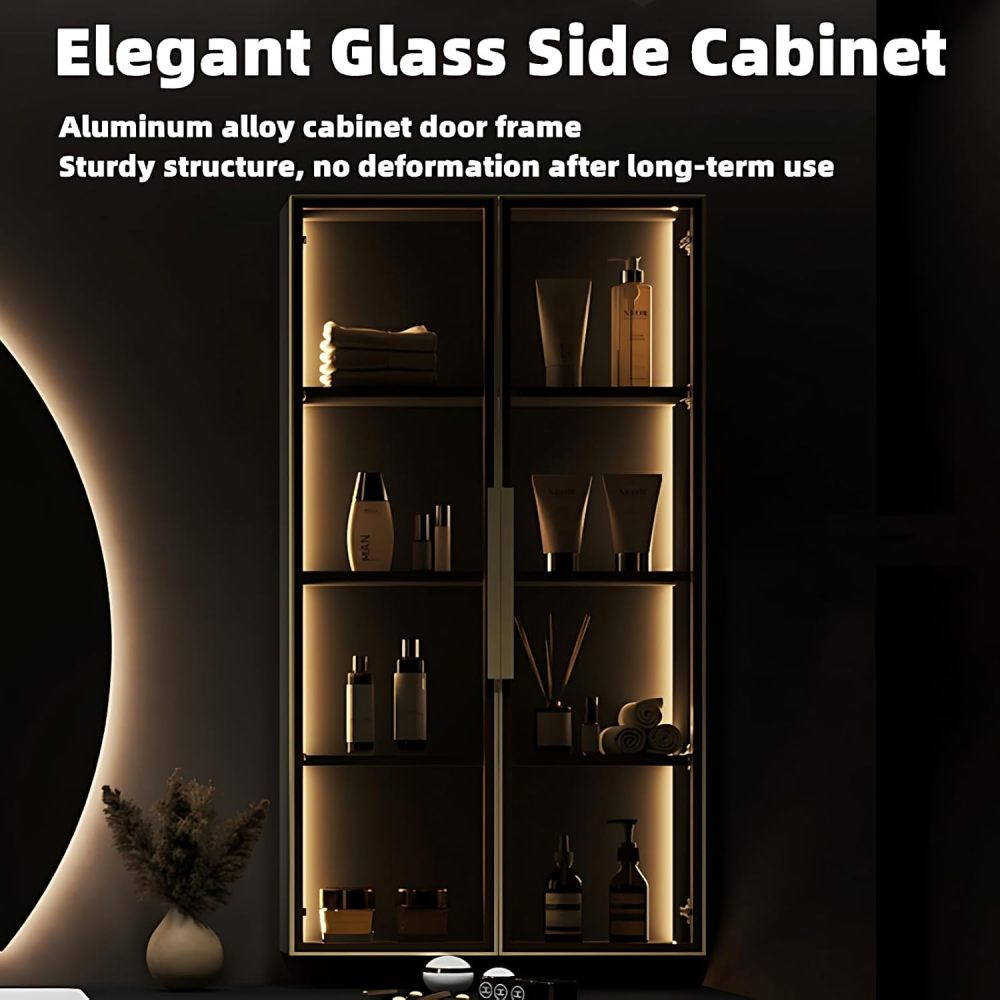 Bathroom Vanity with Sink - Double Sink Bathroom Vanity Cabinet Set, Modern Floating Vanity & LED Demister Mirror, Wall Mounted, with Faucet Accessories (80",Off White)