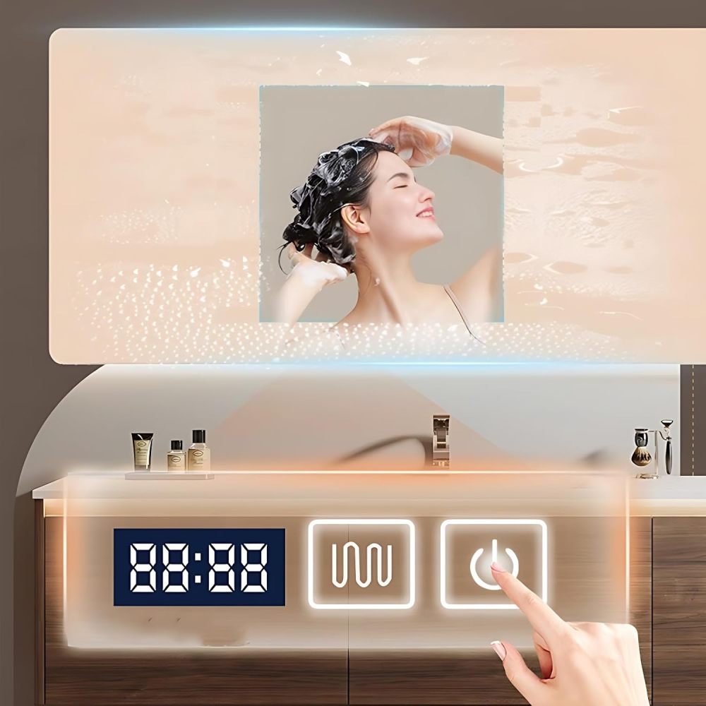 Bathroom Vanity with Sink - Durable Single Sink Floating Bathroom Vanity Cabinet & Smart Defog Mirror Set, Wall-Mounted Installation (Equipped with Intelligent Defogger Mirror Cabinet, 36")