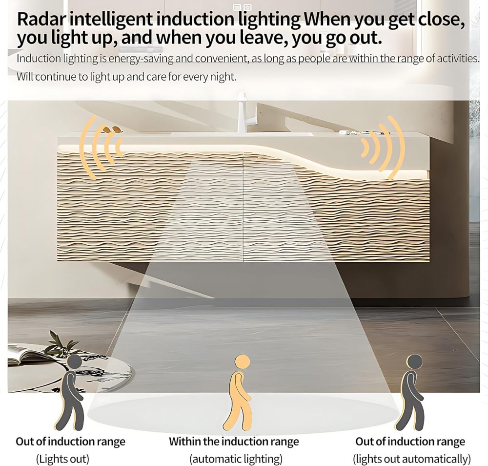 Bathroom Vanity - Elegant Bathroom Vanity with Sink, Floating Vanity Set,Includes Smart Defogging Mirror Cabinet and Multi-Function Shelf (40""), White
