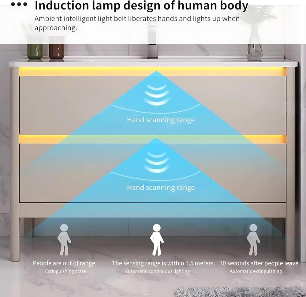 Bathroom Vanity with Sink - Bathroom Vanity Set, Includes Smart Led Mirror Cabinet & Pedestal Sink Cabinet, Large Storage Space (44")