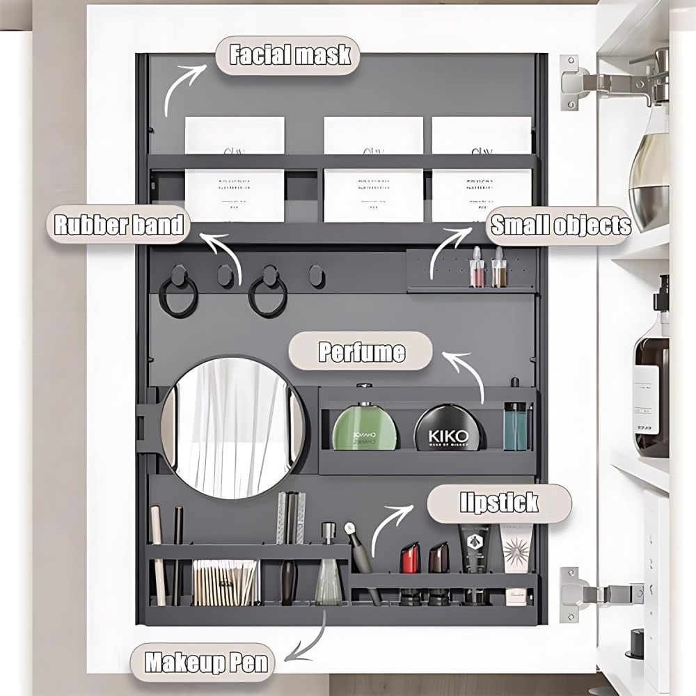 Stylish Bathroom Vanity with Sink - Double Sink Bathroom Vanity Cabinet & LED Anti-Fog Mirror Cabinet, Ample Storage in Premium Floating Vanity (64")