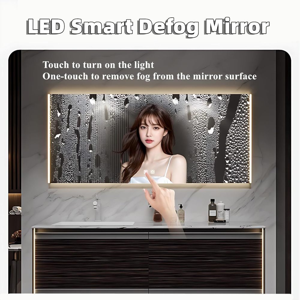 Bathroom Vanity with Sink - Single Sink Bathroom Vanity Cabinet, Sleek Floating Vanity with Smart Mirror Set, for Contemporary Homes (68")