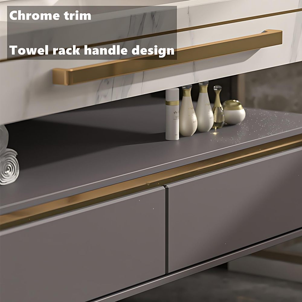 Bathroom Vanity with Sink - Modern Floating Vanity Set, Including LED Smart Defog Mirror, Stylish Vanity with Sink, Comes with Faucet and Drain Pipe Set (32")