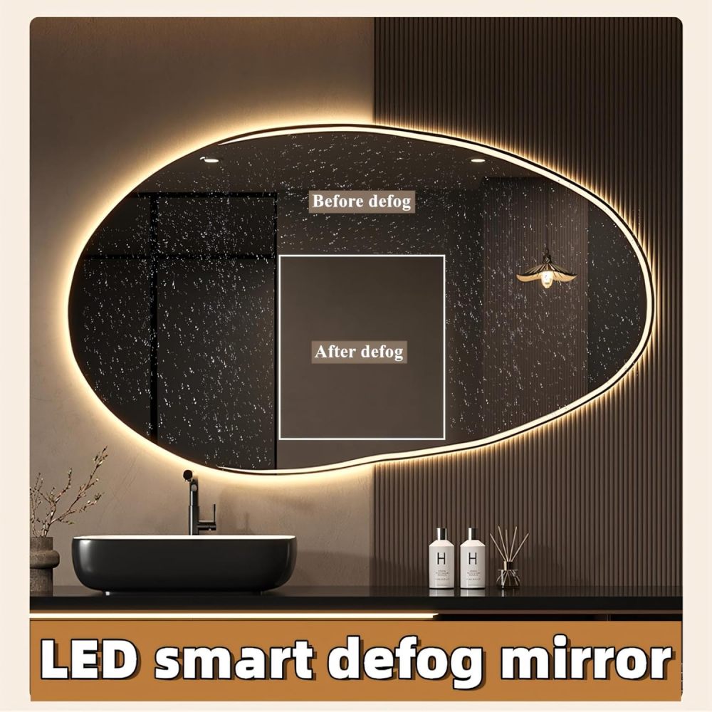 Bathroom Vanity with Sink - Modern Floating Bathroom Vanity Cabinet with LED Smart Mirror Set, Motion Sensor Lighting, Wall Mount, Includes Faucet & Accessories (Mirror, 80")