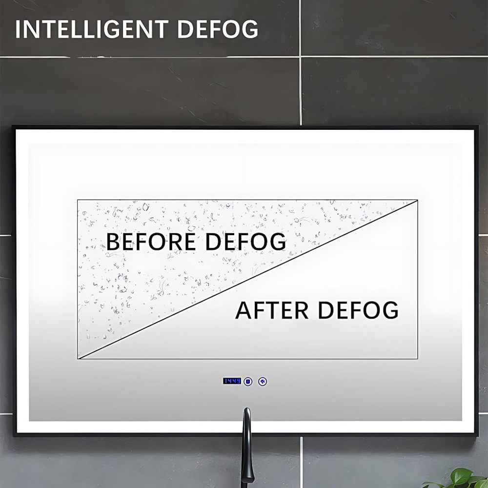 Modern Bathroom Vanity with Sink - Wall Mounted Double Sink Bathroom Vanity Cabinet & Smart Defog Mirror Set, Elegant Sintered Stone Top Floating Vanity with Ample Storage (52")