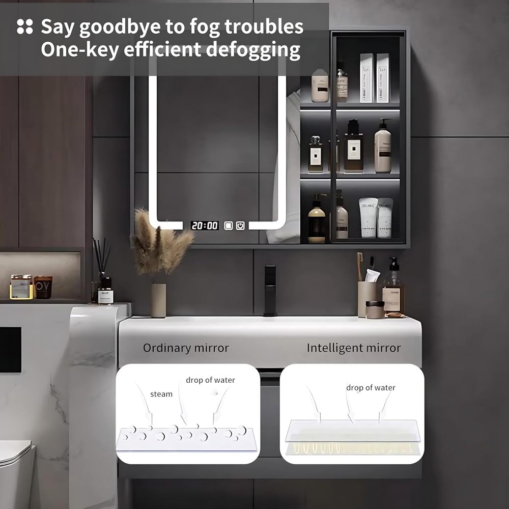 Bathroom Vanity Set - Includes Modern Floating Bathroom Vanity with Sink & LED Intelligent Fog Mirror Cabinet (40")