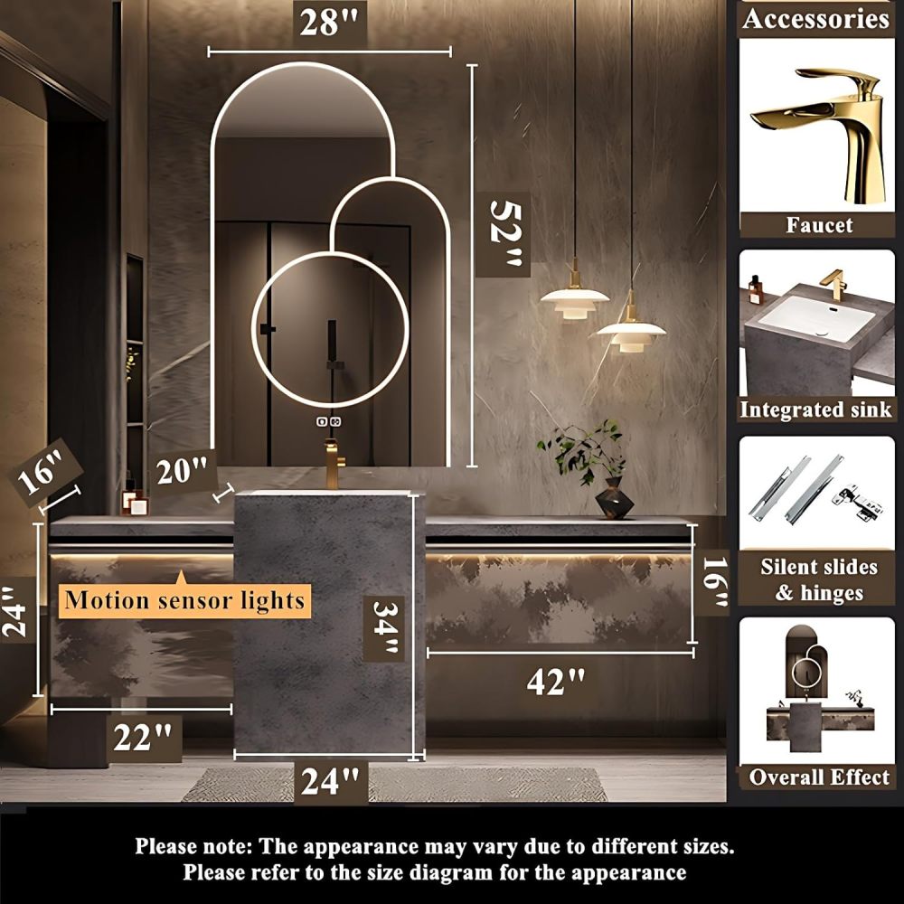 Bathroom Vanity with Sink - Modern Single Sink Freestanding Bathroom Vanity Cabinet with Large Storage, Solid Wood Construction, Includes Faucet & Drain Kit (White, 88")