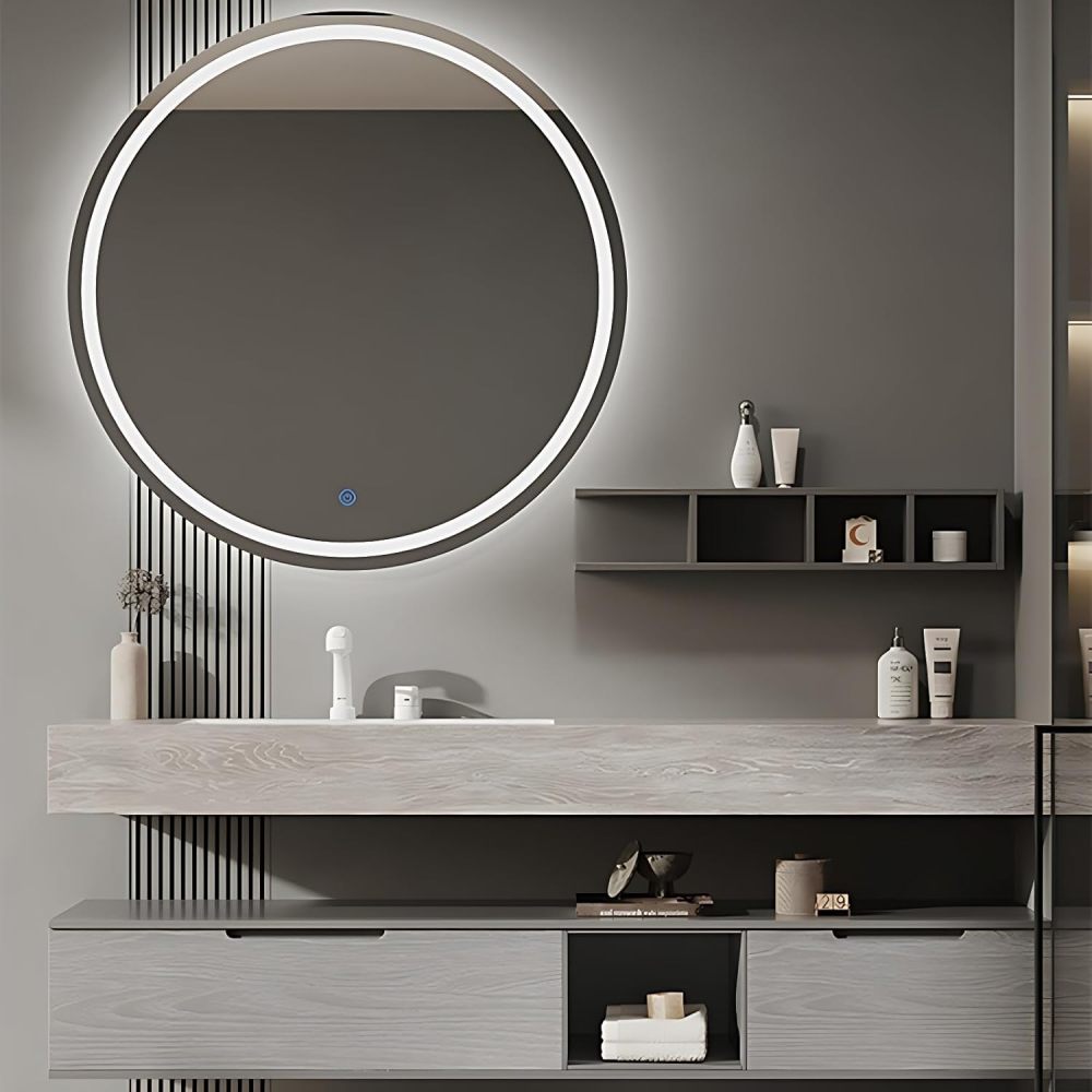 Bathroom Vanity with Sink Set - Stylish Floating Vanity & LED Smart Defogger Mirror Combination, Wall-Mounted, Comes with Faucet and Drain Set (60")