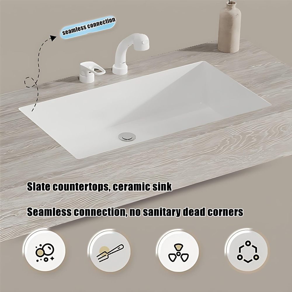 Bathroom Vanity with Sink Set - Stylish Floating Vanity & LED Smart Defogger Mirror Combination, Wall-Mounted, Comes with Faucet and Drain Set (60")